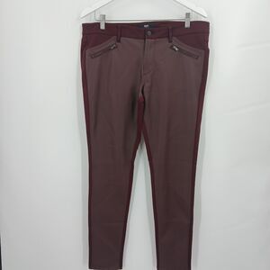 mossimo womens size 14 maroon leggings with faux leather zip pockets